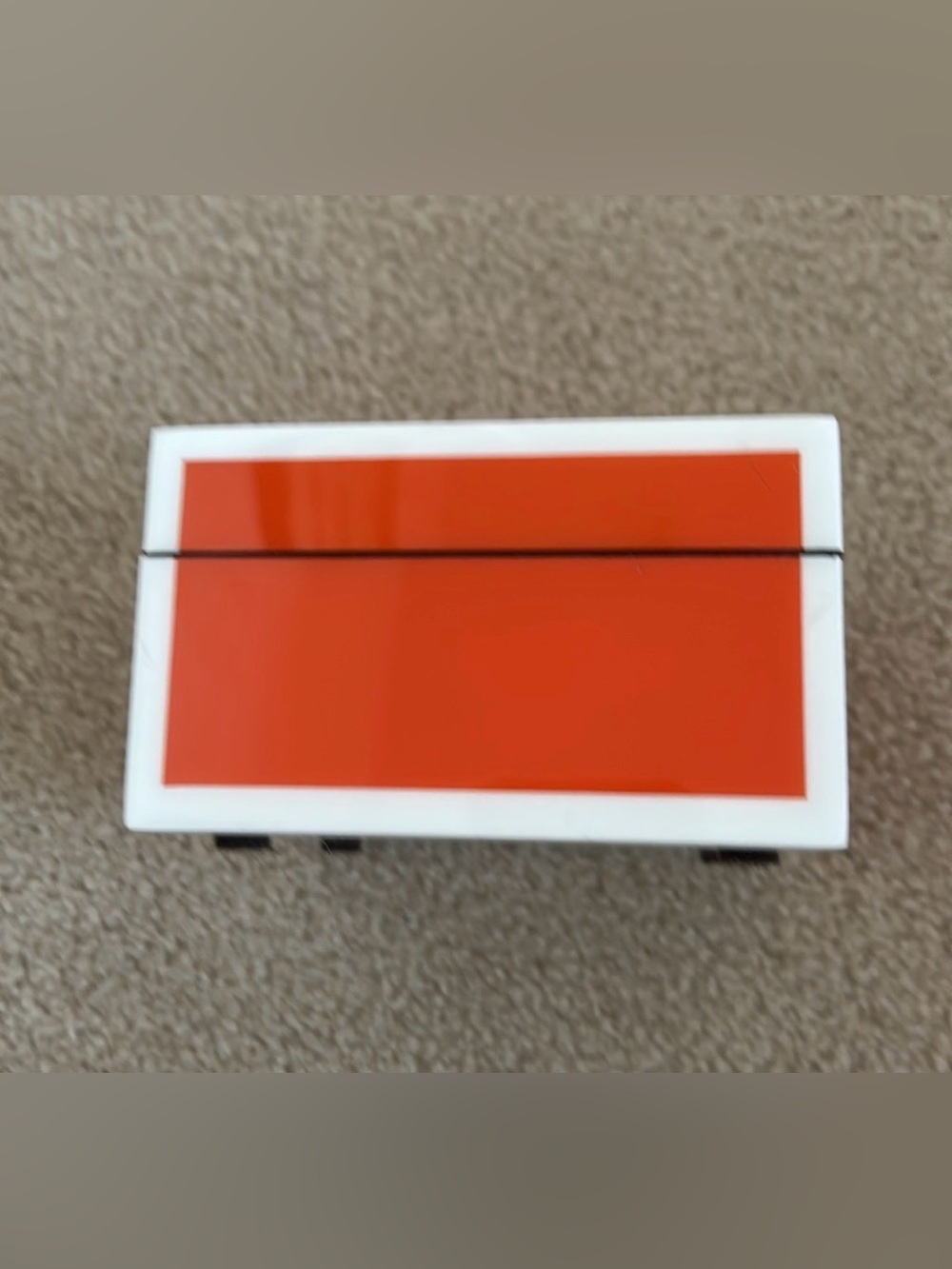 F. Gerald New ~  Orange / White Lacquer Box with Lid Square decor coffee table - Picture 4 of 9